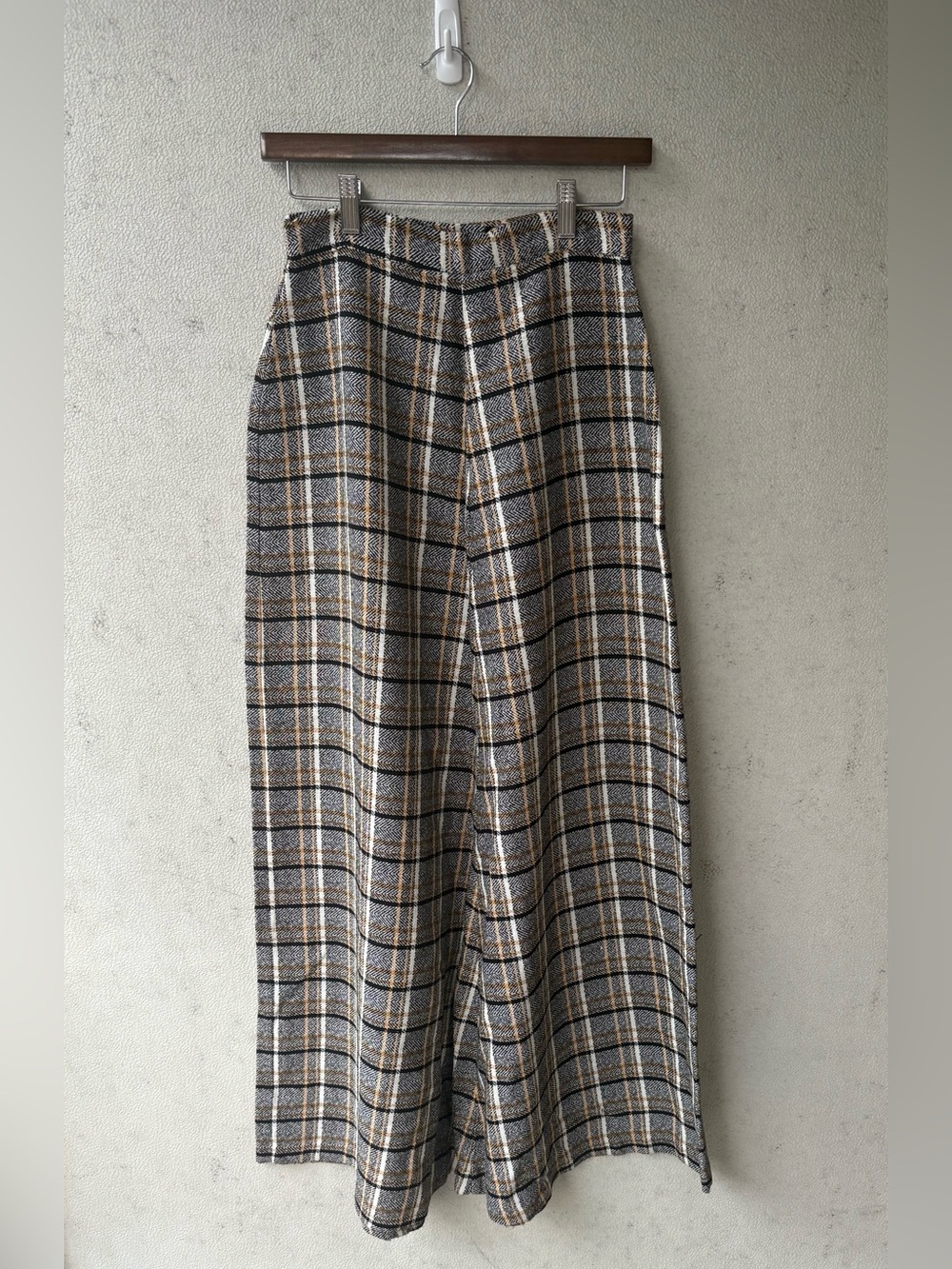 Vintage Plaid Maxi Skirt High Waist A-Line Herringbone 25” Waist